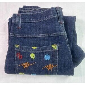 Y2k DMX Ruff Ryders Embroidered Wide Leg Baggy Grunge Skater Denim Jeans, 32X31